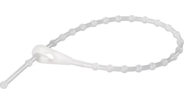 Opaska taśma trytytka zaciskowa kablowa wielokrotnego użytku węzełkowa, 100x1mm biała 25szt / 08338