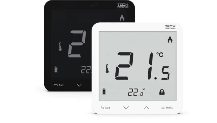 TECH R-8PB PLUS - Regulator pokojowy bezprzewodowy bateryjny dopuszkowy kolor biały
