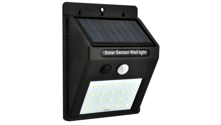 Naścienna Lampka SOLAR 3W LED, 200lm, czujnik ruchu 3m, 90-120st/czujnik zmierzchu, czarna / 46800