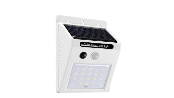 Naścienna Lampka SOLAR 3W LED, 200lm, czujnik ruchu 3m, 90-120st/czujnik zmierzchu, biała / 46801