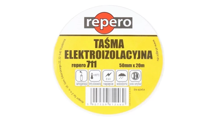 Taśma izolacyjna 50mm/20m Repero 711 biała PCV