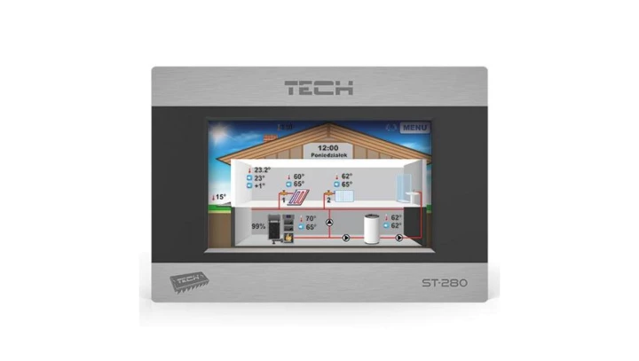 TECH ST-280 + ST-260 - Regulator pokojowy z komunikacją RS dotykowy kolor czarny