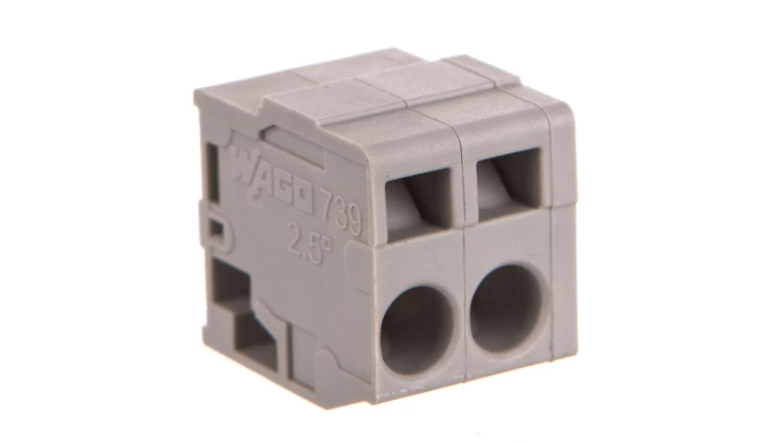 Listwa zaciskowa do płytek drukowanych 2-biegunowa szara raster 5mm 739-102 /100szt./