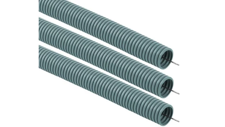 Rura osłonowa karbowana 25/21 PVC z pilotem, szara /opak. = 50m/