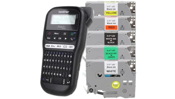 Drukarka etykiet Brother PT-H110 + 5 kolorowych taśm TZE w zestawie
