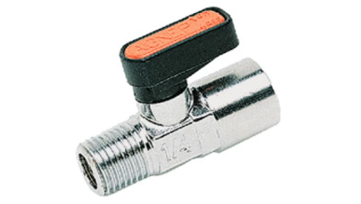 Zawór kulowy Ghilux mini R 3/4 GZ - R 3/4 GW, PN20, gwintowany, mosiądz niklowany, PTFE/NBR