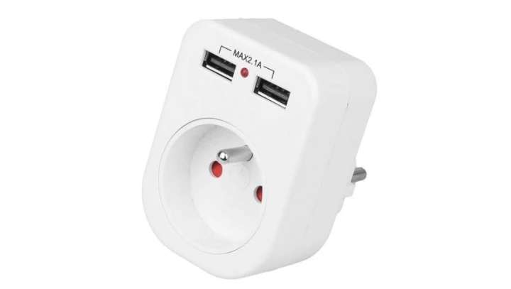 Gniazdo wtyczkowe z/u z ładowarką 2xUSB 2.1A R-1USB