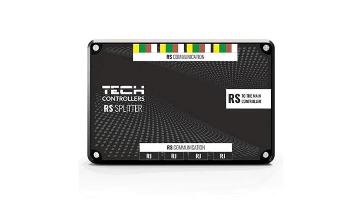 TECH RS-8 - Rozdzielacz RS 1x wyjście do sterownika głównego 4x wyjście komunikacji RS łączki 4x wyjście komunikacji gniazdo RS