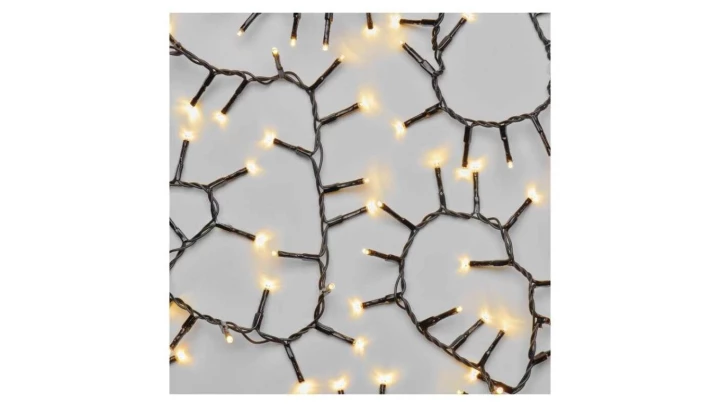 Lampki choinkowe LED Classic Cluster, jeżyk, 400 LED 8m, ciepła biel, czarny, IP44, timer D4BW02