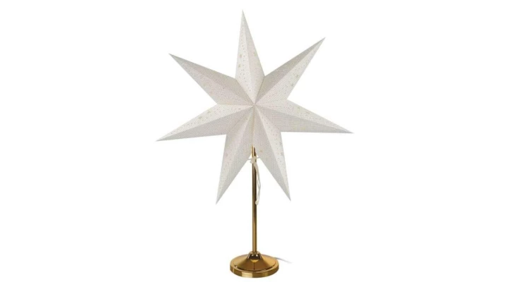 Dekoracje - świecznik złoty, papierowa gwiazda beżowa, 67x45 cm, na żarówkę E14, IP20 DCAZ15