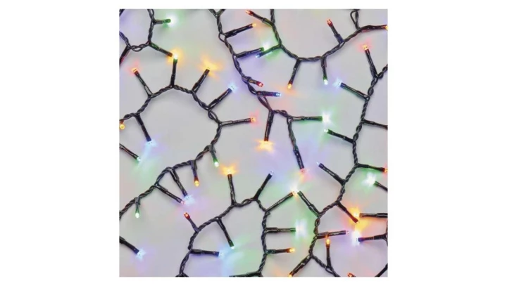 Lampki choinkowe LED Classic Cluster, jeżyk, 300 LED 6m, multikolor, czarny, IP44, timer D4BM04