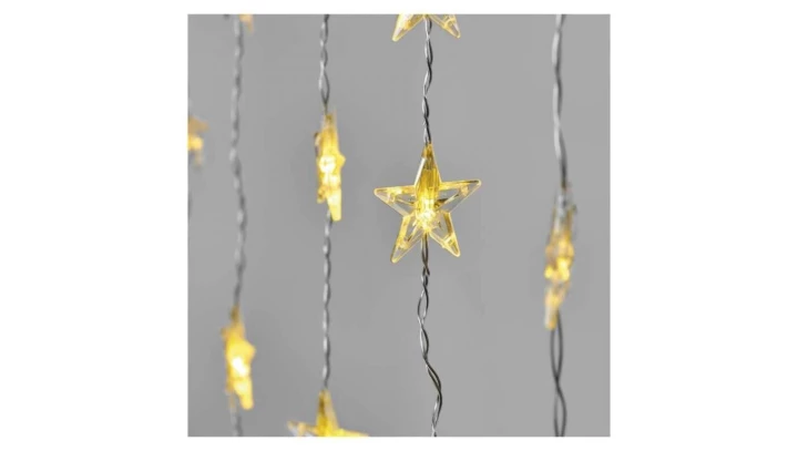 Dekoracje - 30 LED kurtyna migające gwiazdki 120x90 ciepła biel, IP44, timer DCGW01