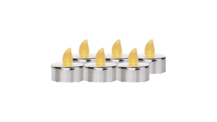 Świeczki tealight srebrne 6x CR2032, vintage, kpl. 6 szt DCCV12