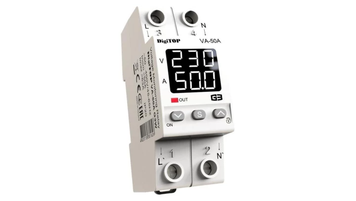 Przekaźnik napięciowy z kontrolą prądu DigiTOP VA-50A G3W