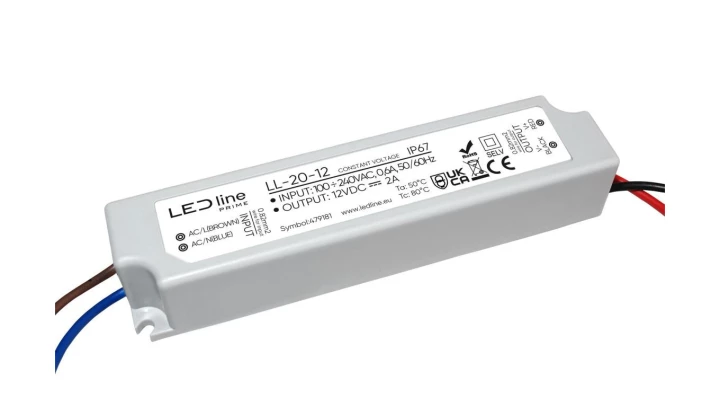 Zasilacz do taśm LED line PRIME 20-12 wodoszczelny IP67 12V 20W 5 lat gwar.