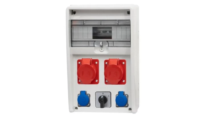 Rozdzielnica ULISSE 12M - gniazda 16A 5p, 32A 5p, 2x230V, 0/1(32A) /12 modułów/