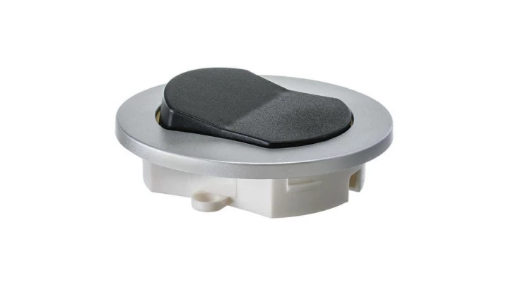 Włącznik meblowy srebrny wpuszczany fi65 230V 2,5A z kablem 2m 2x0,75mm2 (srebrno czany)