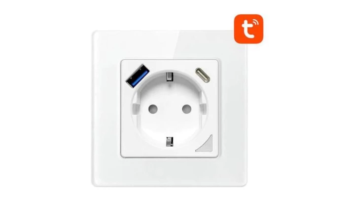 Inteligentne gniazdo ścienne WiFi Avatto N-WOT10-USB-W USB i USB-C TUYA (białe)