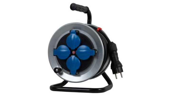 Przedłużacz na bębnie metalowym MINI-210 4x230V OWY 3x1,5 z termikiem - 20m