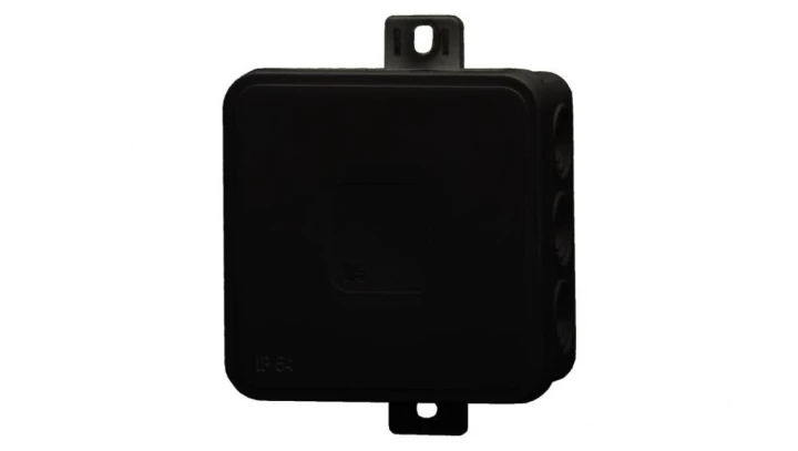 Puszka hermetyczna V6, termoplast 85x85x41 IP54, czarna - klik, 12 osłabień