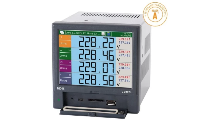 Analizator parametrów sieci ND45 klasa pomiarowa A/S Uwej. 3x230/400 V ND45 2011M002 ze świadectwem wzorcowania
