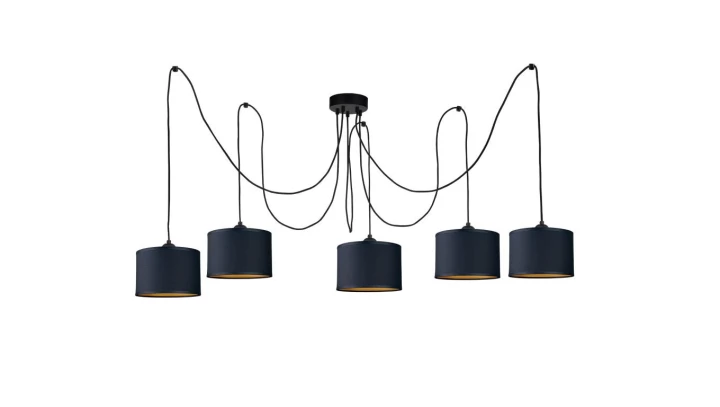 Lampa wisząca nowoczesna abażur 5xE27 FLOW BLACK LONG