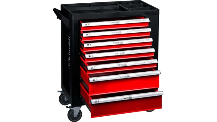 Szafka warsztatowa wózek narzędziowy 7 szuflad organizer z drzwiczkami bocznymi na kółkach Schmith