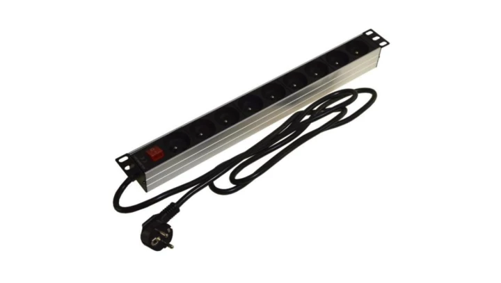 Listwa zasilająca 1U 19iquot/br 9 gniazd wyłącznik