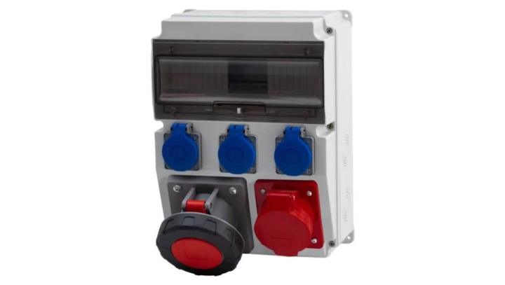 Rozdzielnica CAJA 12M - gniazda 32A 5p, 63A 5p, 3x230V /12 modułów/