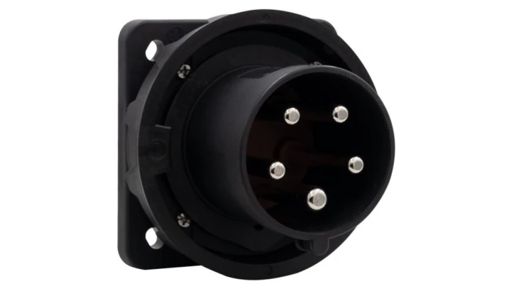 Wtyk siłowy tablicowy odbiornikowy 63A 5p 380V-415V /FE/ IP67 czarny