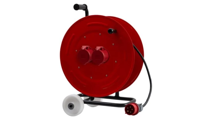 Przedłużacz siłowy na bębnie metalowym MAKARA-460 NK OW 5x2,5 16A 5p, 32A 5p, wtyczka 16A 5p - 30m