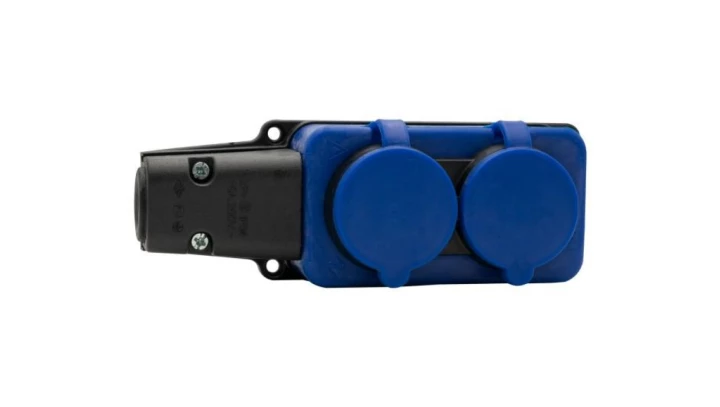 Listwa gumowa 2x230V 16A IP54 SCHUKO niebieska