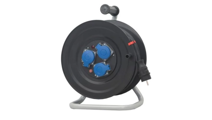 Przedłużacz na bębnie plastikowym NERO-290 3x230V IP44 3x2,5 (OW) /20m/ z termikiem i kontrolką