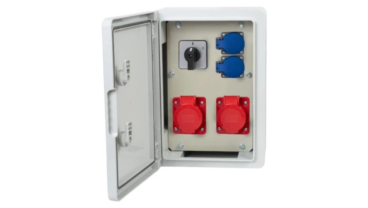 Rozdzielnica budowlana RB-250 - gniazda 16A 5p, 32A 5p, 2x230V, 0/1