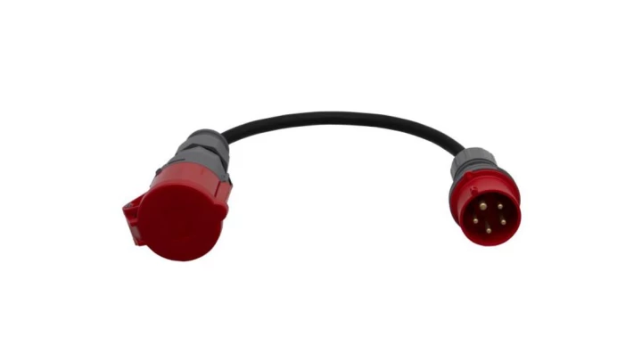 Reduktor - wtyczka siłowa 16/5 + OW 5x2,5mm2 0,3m + gniazdo siłowe przenośne 32/5