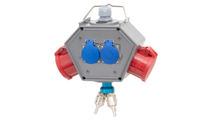 Rozdzielnica POLYBOX - gniazda 16A 5p, 32A 5p, 2x230V + 3xAIR(powietrze)