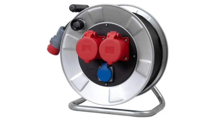 Przedłużacz siłowy na bębnie metalowym BORDO-320 16A 5p, 32A 5p, 230V, wt.16/5, OW 5x2,5 /25m/