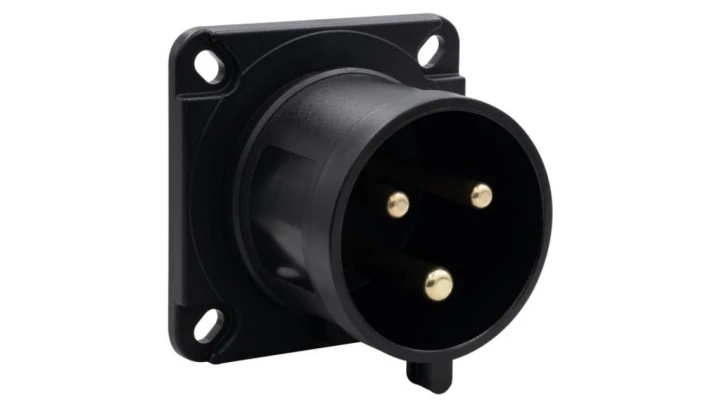Wtyk przemysłowy tablicowy odbiornikowy 32A 3p 200V-250V /FE/ IP44 czarny