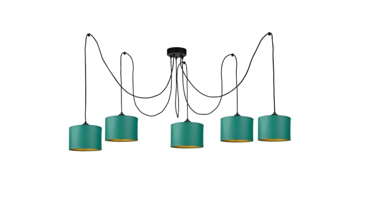 Lampa wisząca nowoczesna abażur 5xE27 FLOW GREEN LONG