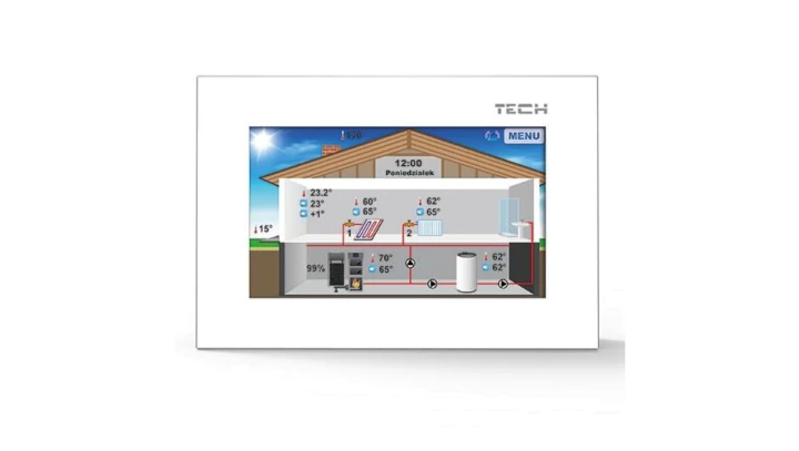 TECH ST-281 C - Regulator pokojowy z komunikacją RS szklany kolor biały