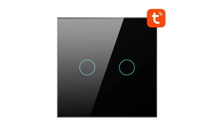 Dotykowy Włącznik Światła WiFi Avatto TS02-EU-B2 Podwójny TUYA (czarny)