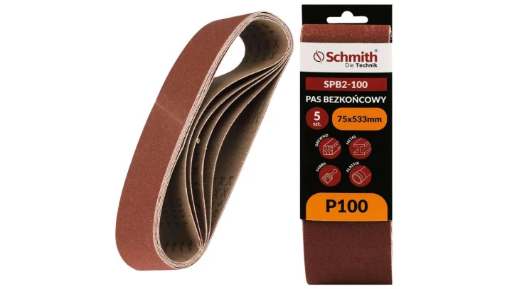 Pas bezkońcowy taśma papier ścierny P100 75x533mm 5szt Schmith