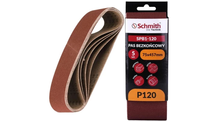 Pas bezkońcowy taśma papier ścierny P120 75x457mm 5szt Schmith
