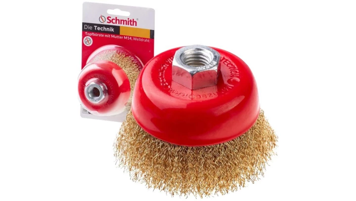 Szczotka druciana doczołowa drut falowany M14 100mm Schmith