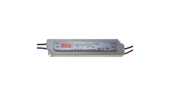 Zasilacz LED 12V 20W napięciowy IP67 plastik EK