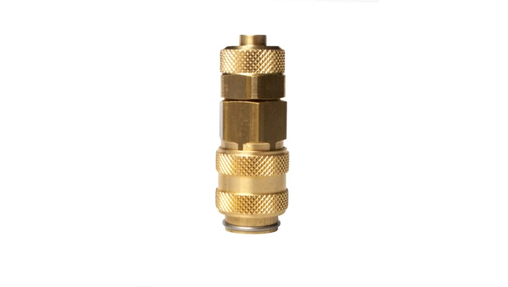 Szybkozłącze pneumatyczne DN5 typ 21, skręcane do węża fi 8x6 mm, mosiądz
