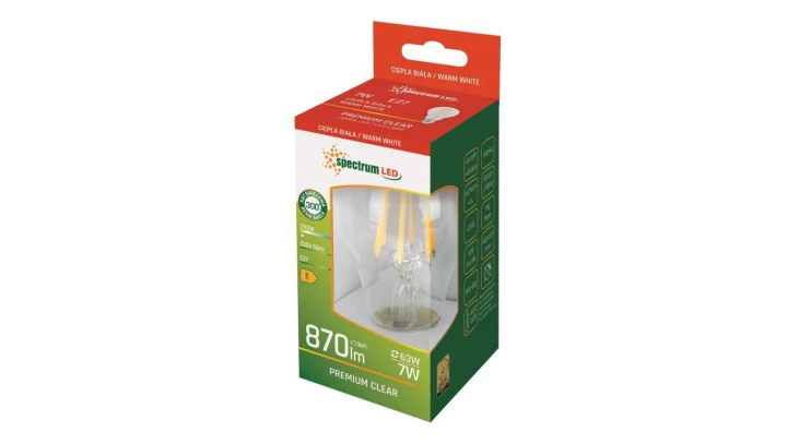 LED GLS E-27 230V 7W COG WW CLEAR SPECTRUM