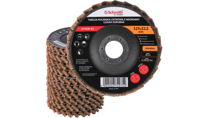 Tarcza polerska listkowa zgrubna 125mm filc lamelka z włókniny Schmith