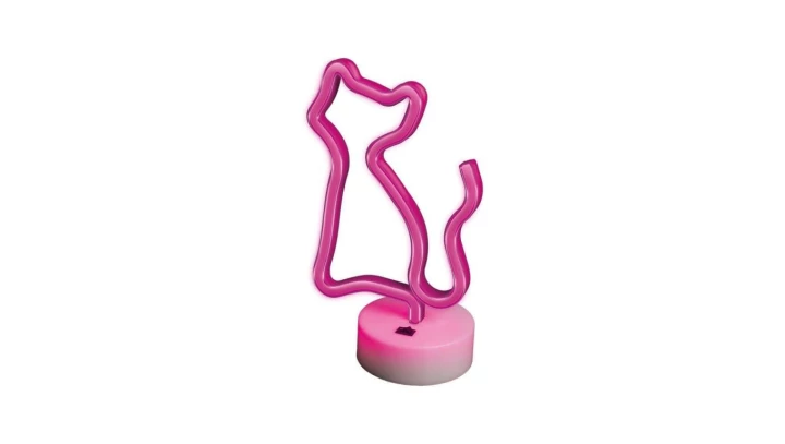 Neon na podstawce LED KOT róż FSNE02 Forever Light