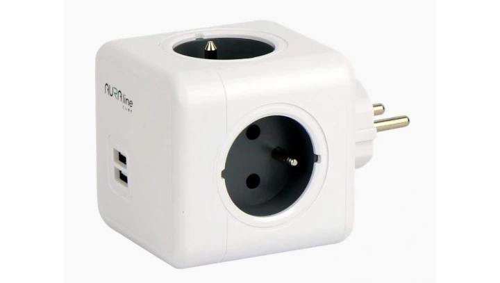 AURA line CUBE kostka rozgałęźnik 4 gniazda 2xUSB 3680W